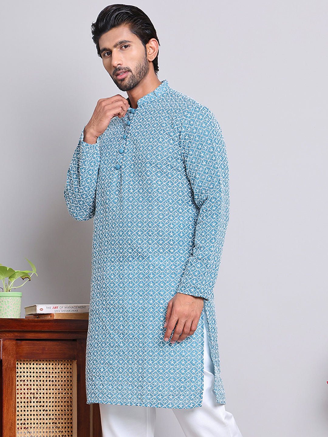 Floral Embroidered Kurtas ( INKOO 626Teal )