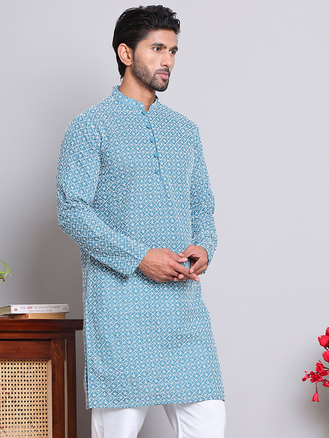 Floral Embroidered Kurtas ( INKOO 626Teal )