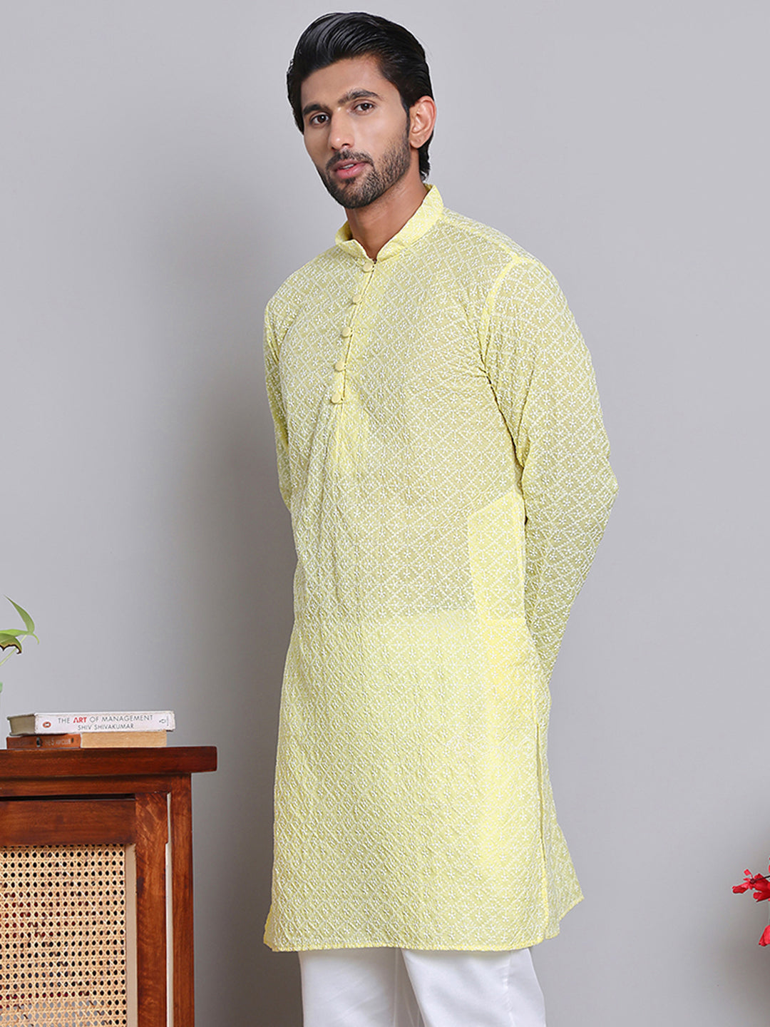 Floral Embroidered Kurtas ( INKOO 626Yellow )