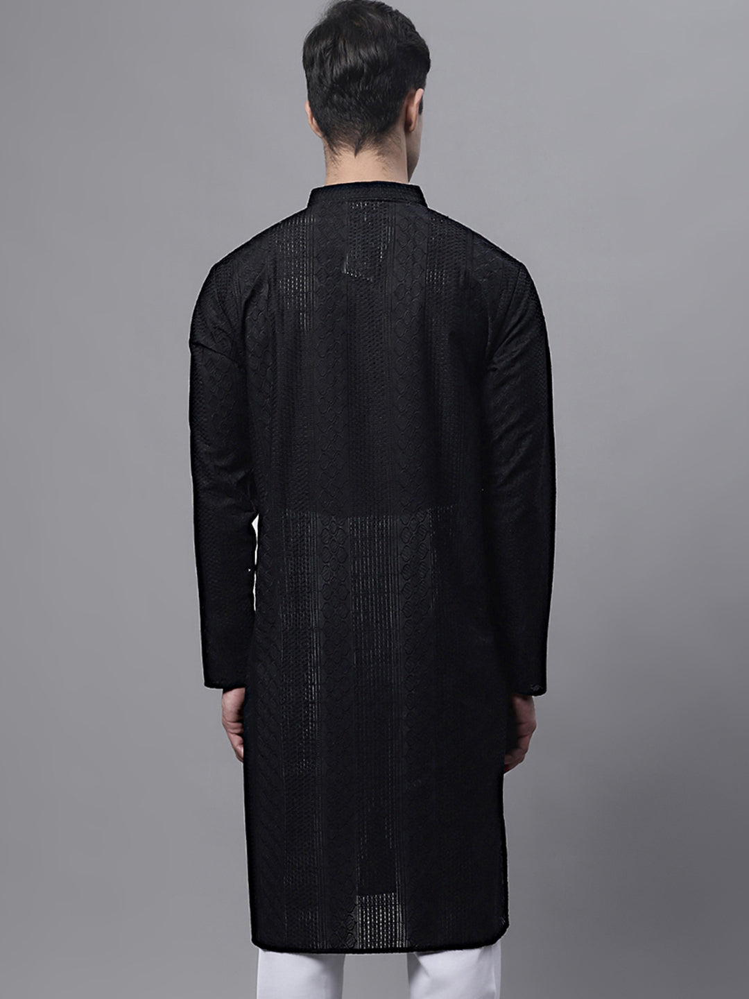 Jompers Men's Black Embroiderd Kurtas