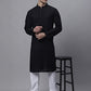 Jompers Men's Black Embroiderd Kurtas