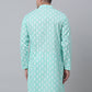Jompers Men's Green Cotton Floral printed kurta Only ( KO 650Green )