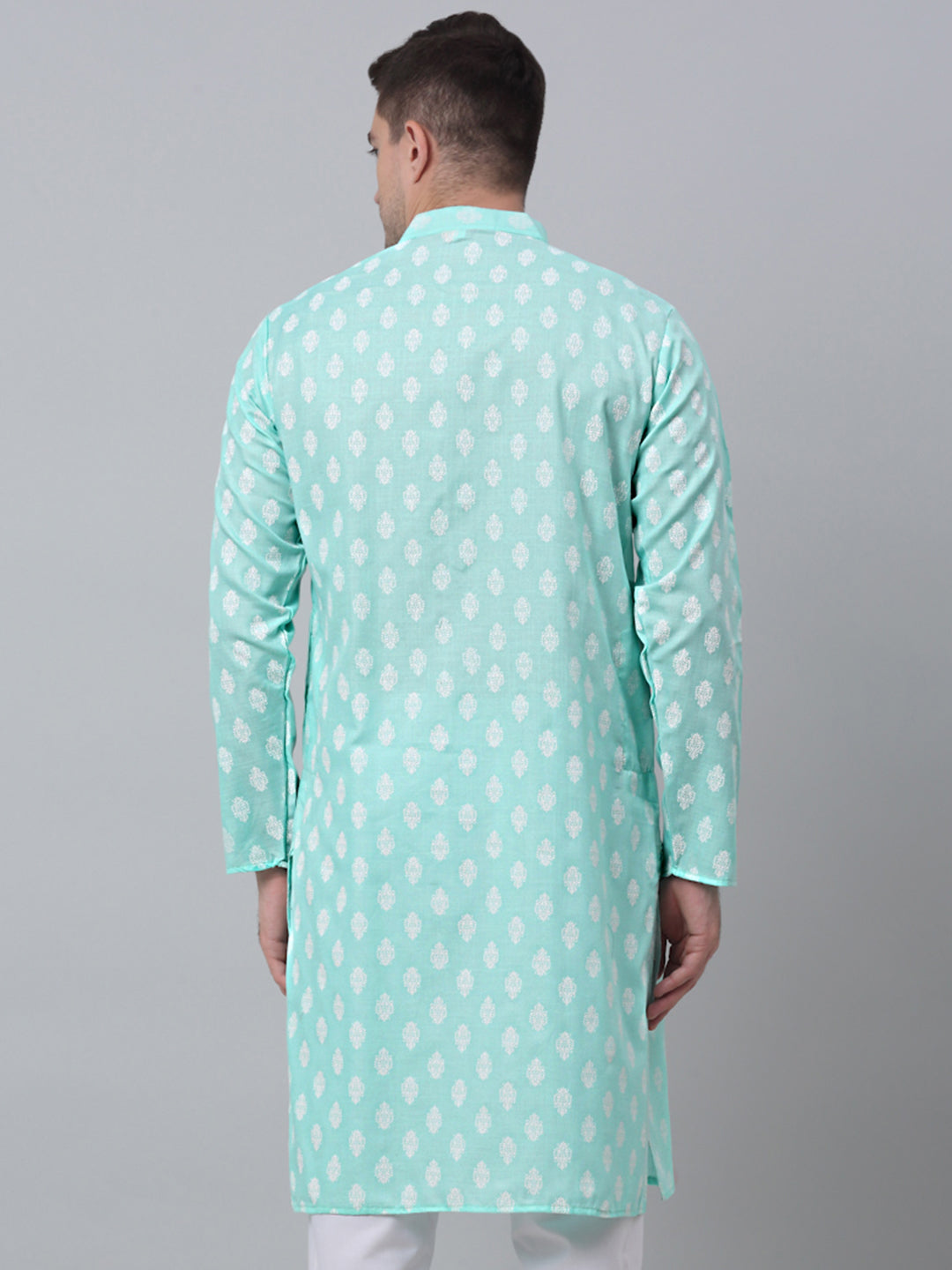 Jompers Men's Green Cotton Floral printed kurta Only ( KO 650Green )
