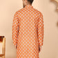 Floral Printed Kurtas for Men (KO 650 Orange ) [FF] [Q-1-6]