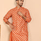 Floral Printed Kurtas for Men (KO 650 Orange ) [FF] [Q-1-6]