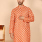 Floral Printed Kurtas for Men (KO 650 Orange ) [FF] [Q-1-6]