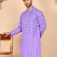 Floral Printed Kurtas for Men ( KO 650 Violet ) [FF] [Q-1-6]