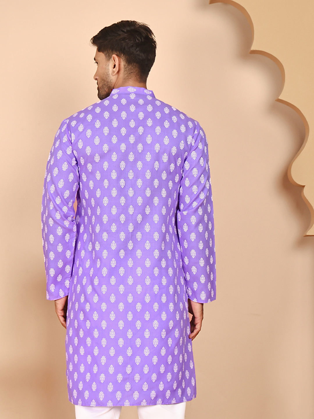 Floral Printed Kurtas for Men ( KO 650 Violet ) [FF] [Q-1-6]