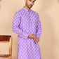 Floral Printed Kurtas for Men ( KO 650 Violet ) [FF] [Q-1-6]