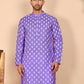 Floral Printed Kurtas for Men ( KO 650 Violet ) [FF] [Q-1-6]