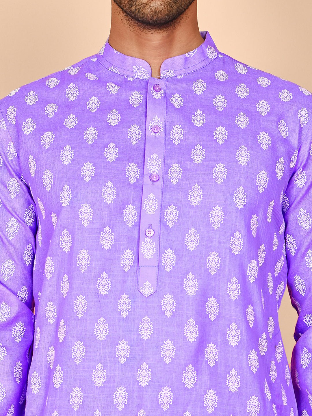 Floral Printed Kurtas for Men ( KO 650 Violet ) [FF] [Q-1-6]