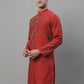 Men Maroon Embroidered Kurtas