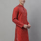 Men Maroon Embroidered Kurtas