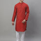 Men Maroon Embroidered Kurtas