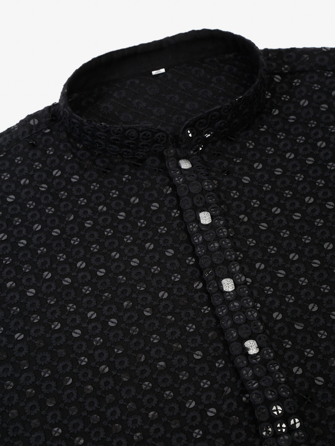 Embroidered & Sequins Cotton Kurta ( ANMKO 678Black )