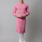 Men Pink Chikankari Embroidered and Sequence Kurtas