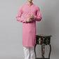 Men Pink Chikankari Embroidered and Sequence Kurtas