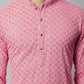 Men Pink Chikankari Embroidered and Sequence Kurtas