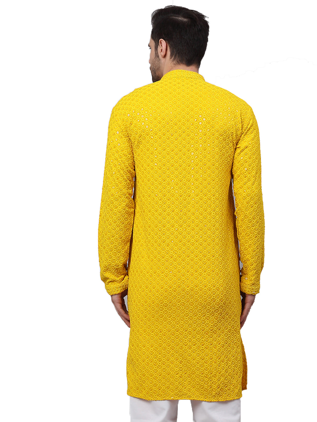Embroidered & Sequins Cotton Kurta ( ANMKO 678Yellow )