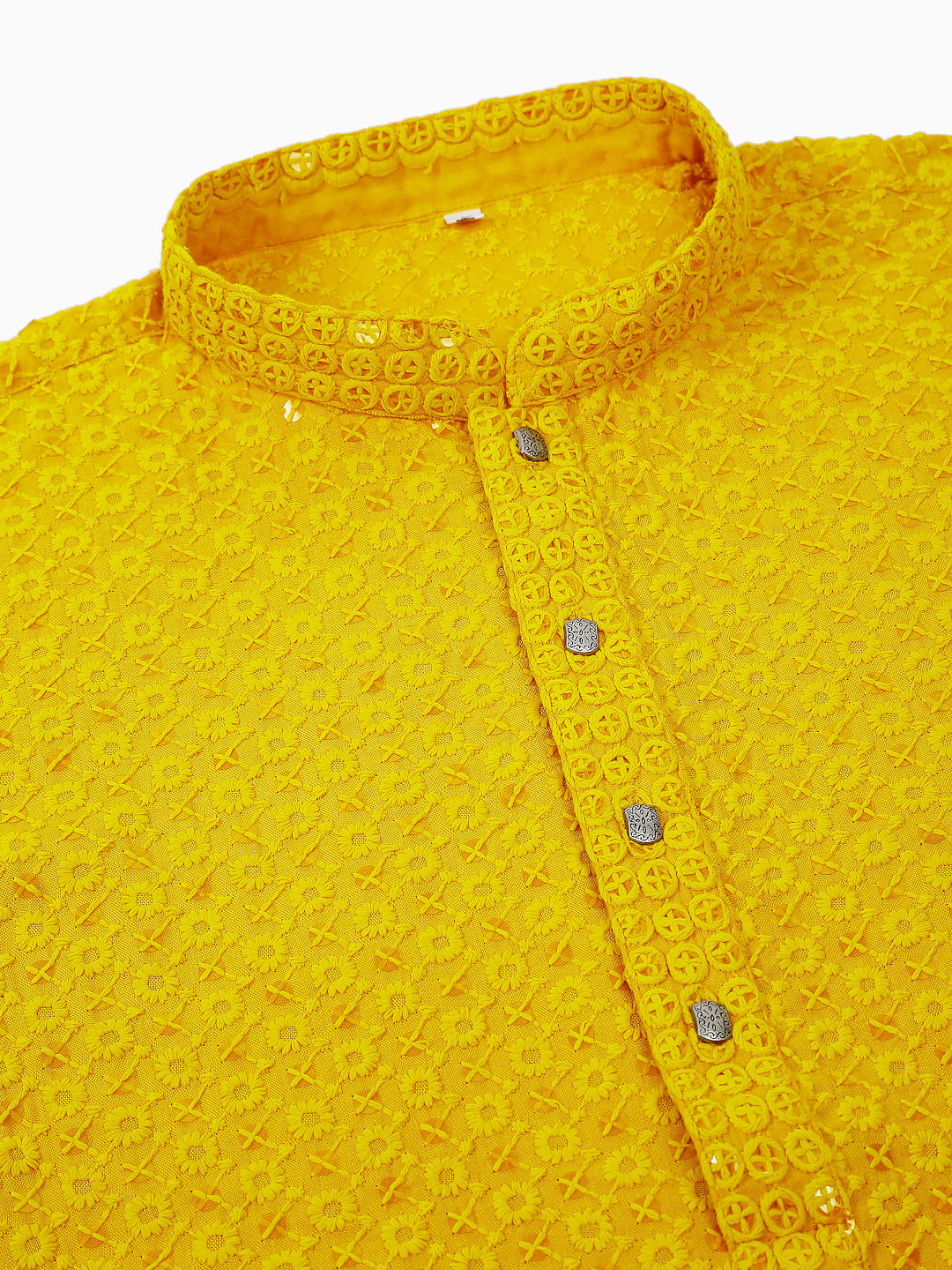 Embroidered & Sequins Cotton Kurta ( ANMKO 678Yellow )