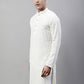 Men White Embroidered Sequinned Kurtas