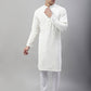 Men White Embroidered Sequinned Kurtas