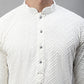 Men White Embroidered Sequinned Kurtas