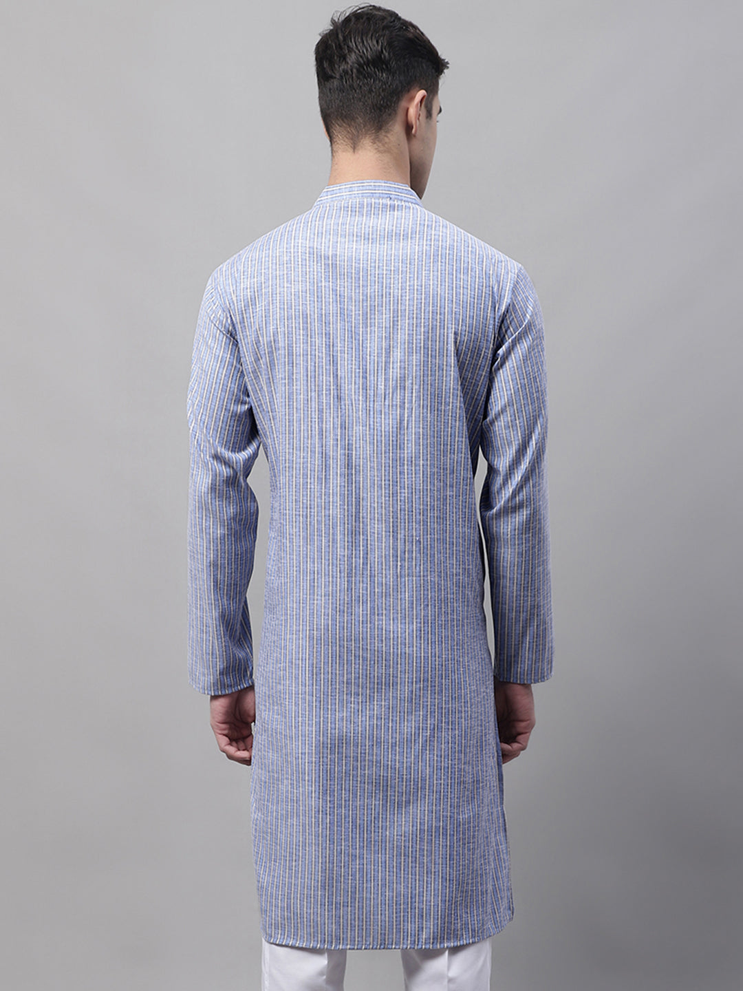 Men Blue and White Striped Kurtas