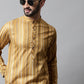 Men Beige Foil Printed Kurtas