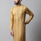 Men Beige Foil Printed Kurtas