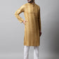 Men Beige Foil Printed Kurtas