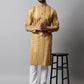 Men Beige Foil Printed Kurtas