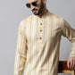 Men Beige Geomatric Printed Kurtas