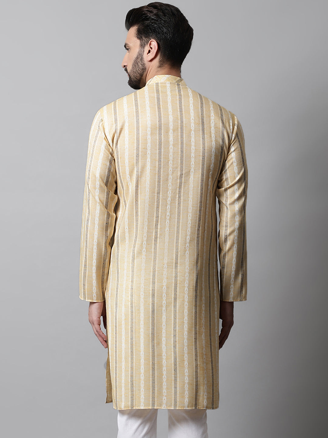 Men Beige Geomatric Printed Kurtas