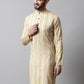 Men Beige Geomatric Printed Kurtas