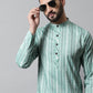 Men Sky Blue Geomatric Printed Kurtas