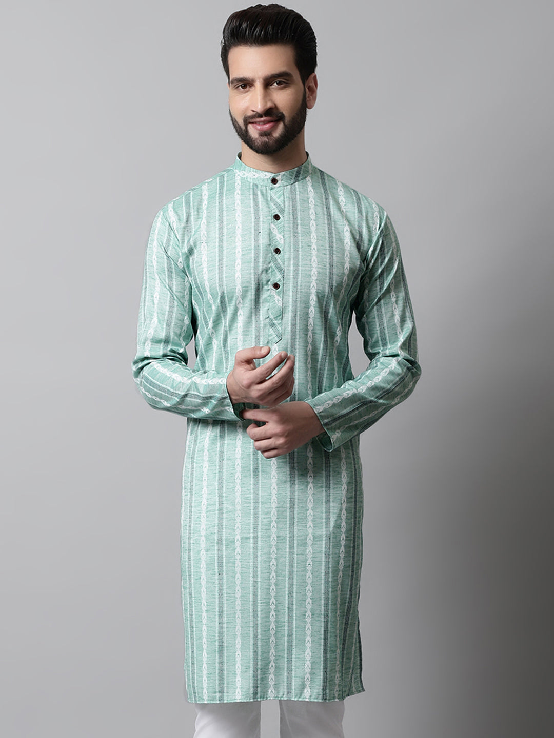 Men Sky Blue Geomatric Printed Kurtas