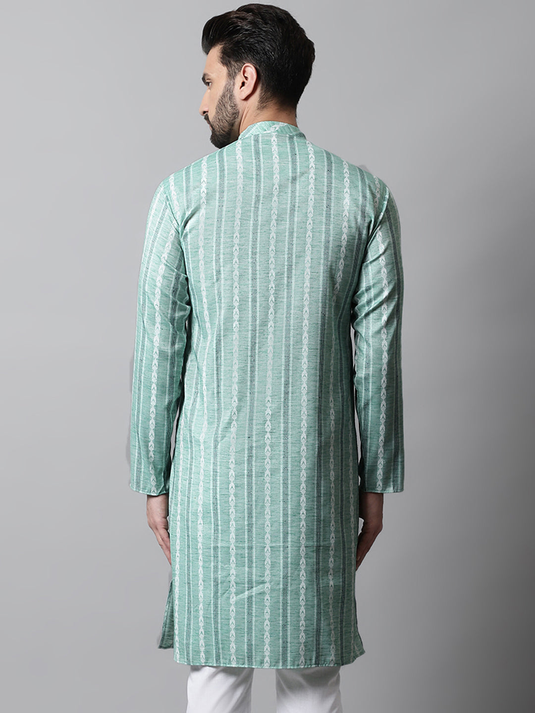 Men Sky Blue Geomatric Printed Kurtas