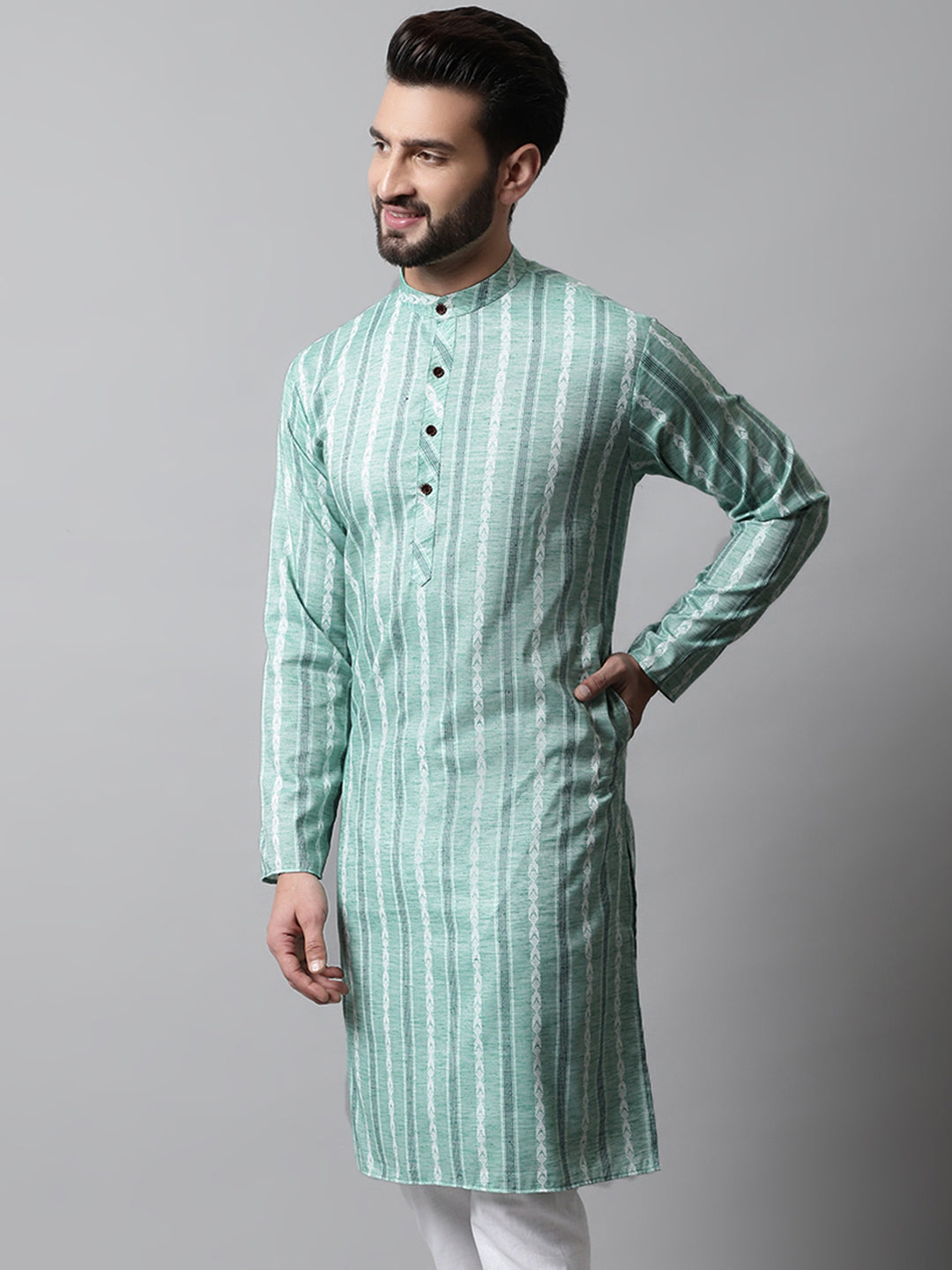 Men Sky Blue Geomatric Printed Kurtas