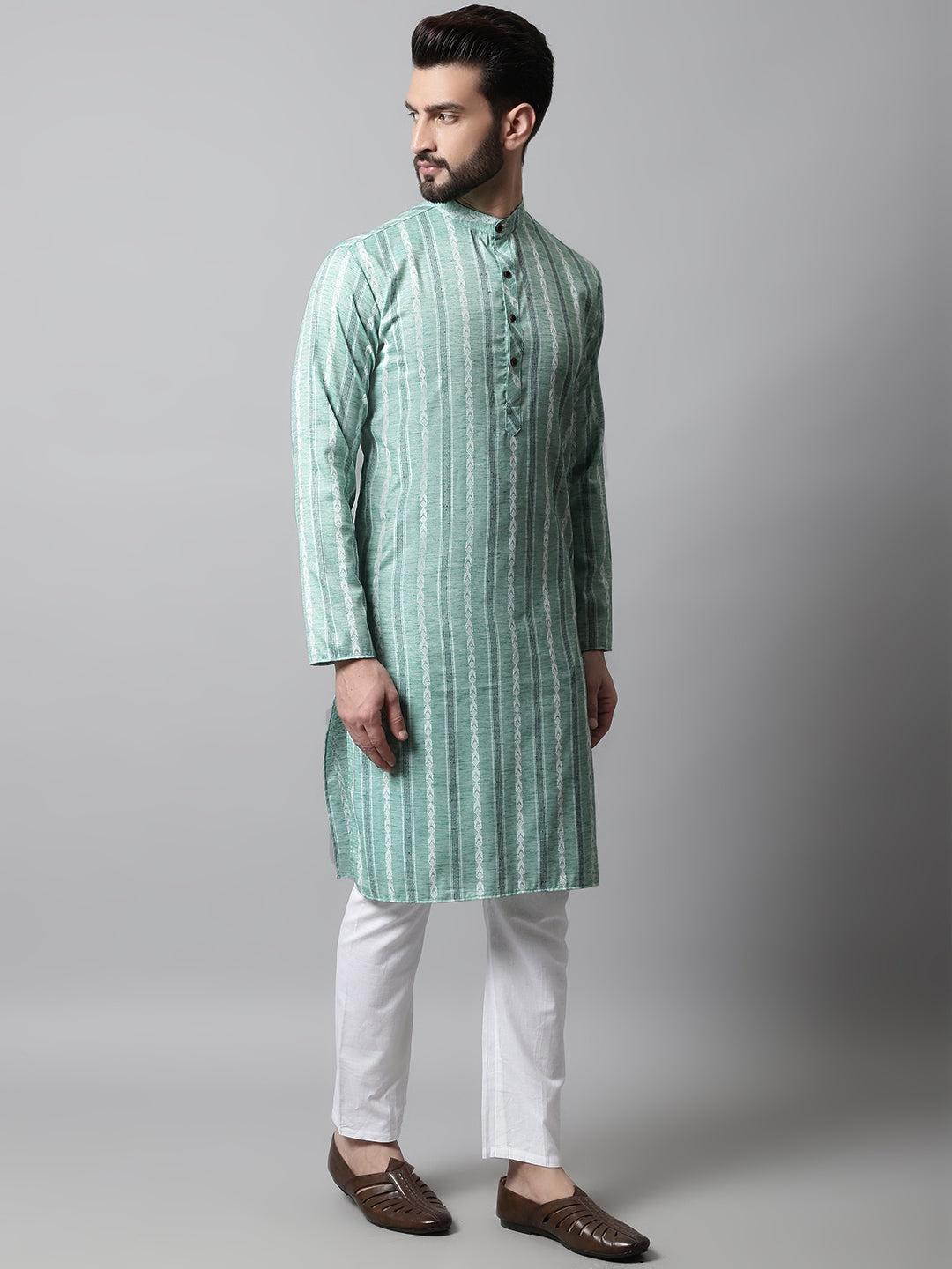 Men Sky Blue Geomatric Printed Kurtas