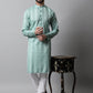 Men Sky Blue Geomatric Printed Kurtas