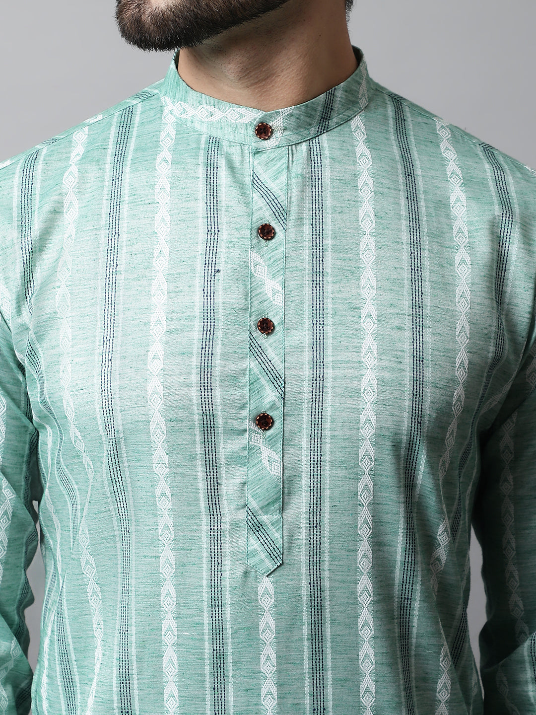 Men Sky Blue Geomatric Printed Kurtas