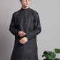 Men's Black Printed Pure Cotton Kurta