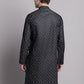 Men's Black Printed Pure Cotton Kurta