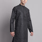 Men's Black Printed Pure Cotton Kurta