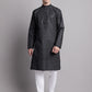 Men's Black Printed Pure Cotton Kurta