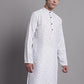 Men's White Printed Pure Cotton Kurta