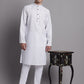 Men's White Printed Pure Cotton Kurta