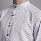 Men's White Printed Pure Cotton Kurta