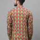 Men's Olive and Maroon Ikkat Printed Short Kurtas